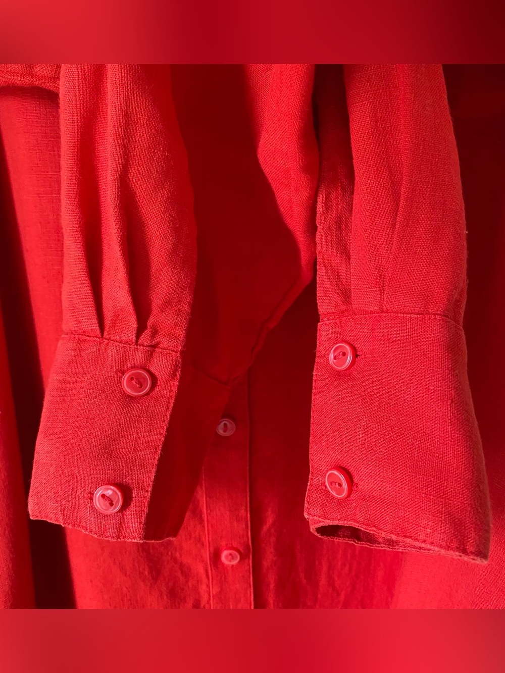The Drop Fiona Red Linen Midi Shirt Dress Relaxed Button Down Duster Lagenlook M - Picture 9 of 15